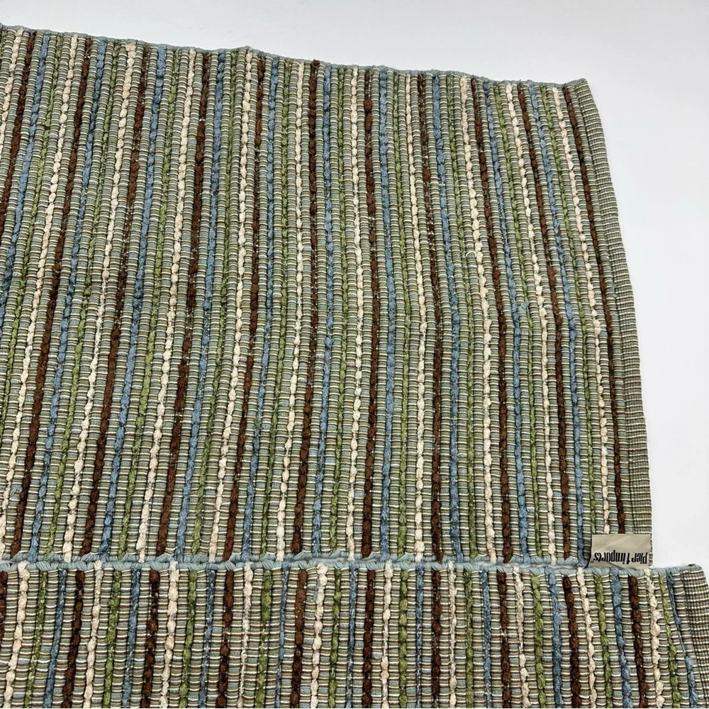 Pier 1 Brown Green Handwoven Natural Fibers Rugs 35.5 x 22.5 Set of 2